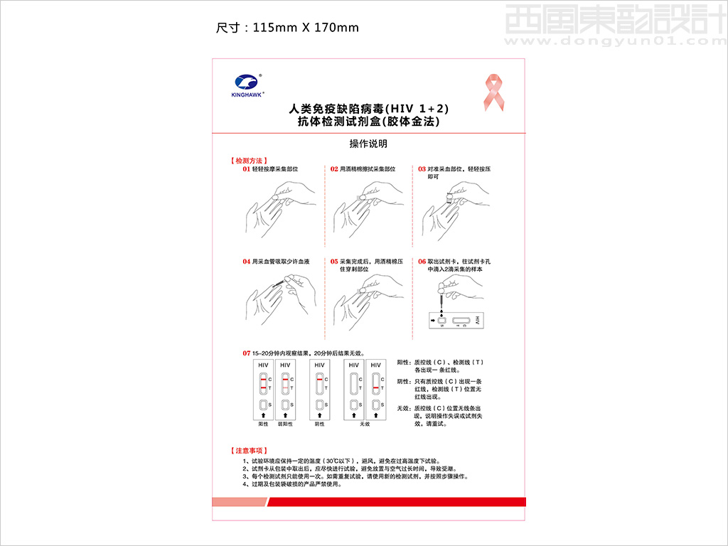 金豪制藥人類免疫缺陷病毒（HIV 1+2）抗體檢測試劑說明書設(shè)計展開圖（膠體金法）