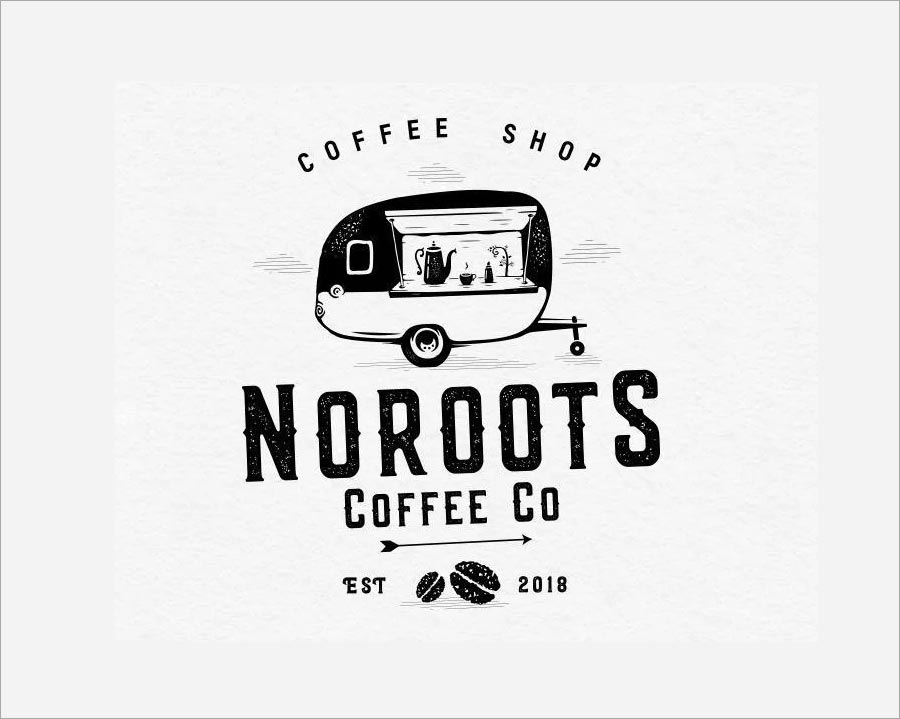 Coffee Shop NoRoots Coffee Co. logo設計