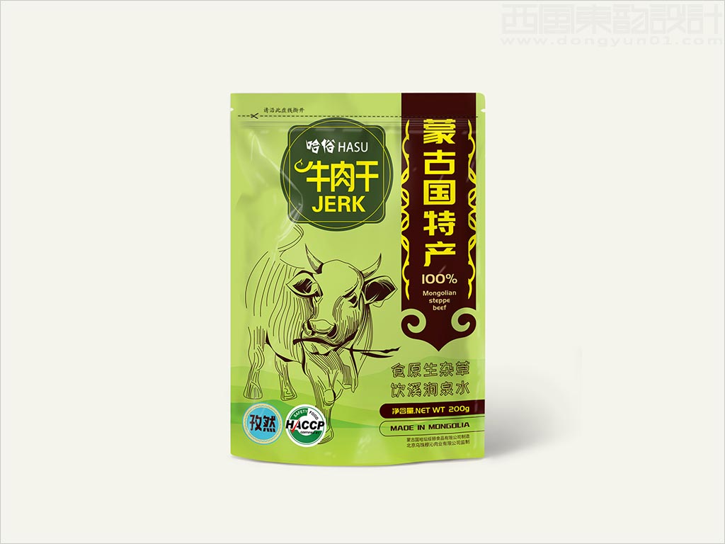 北京烏珠穆沁肉業(yè)有限公司蒙古國哈俗孜然牛肉干肉食品包裝袋設(shè)計