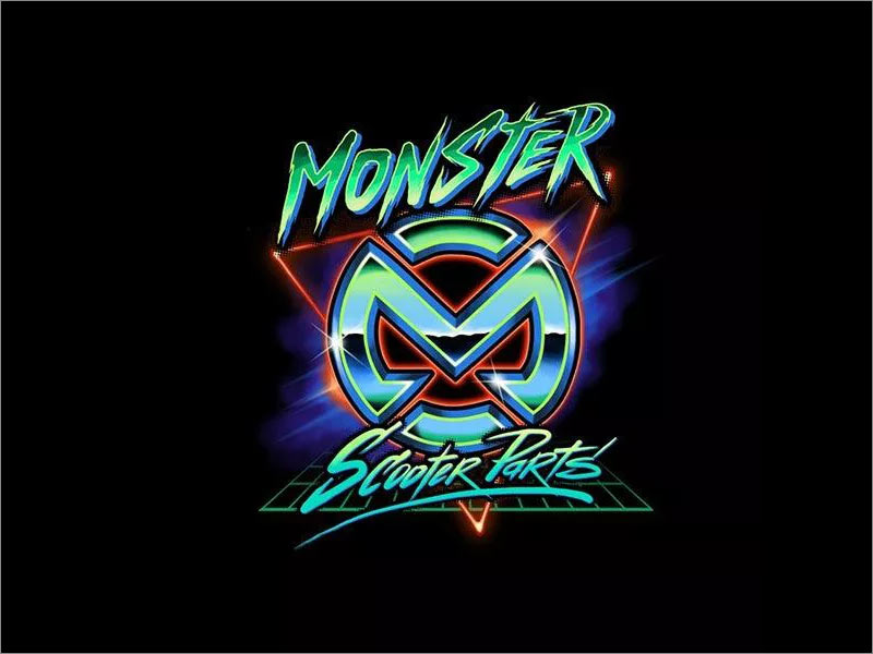 Monster Scooter Parts復(fù)古懷舊風(fēng)格幾何形logo設(shè)計